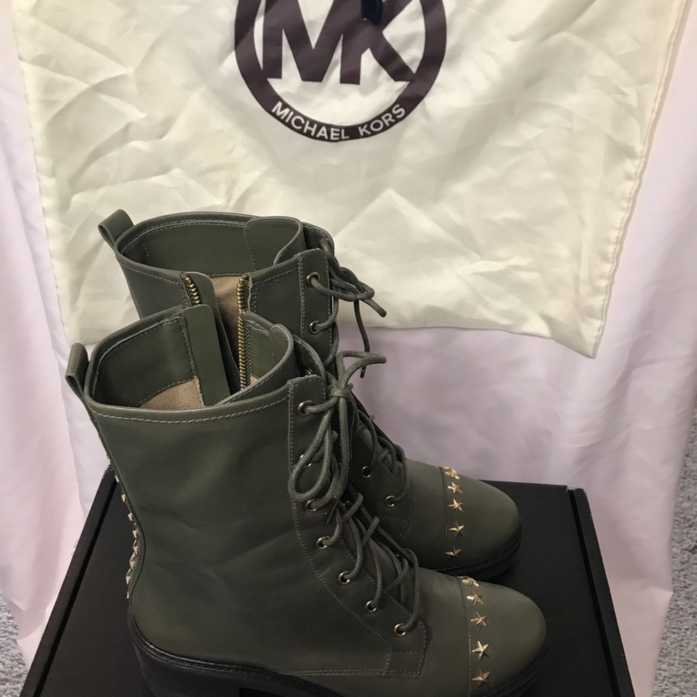 Michael Kors green combat boots